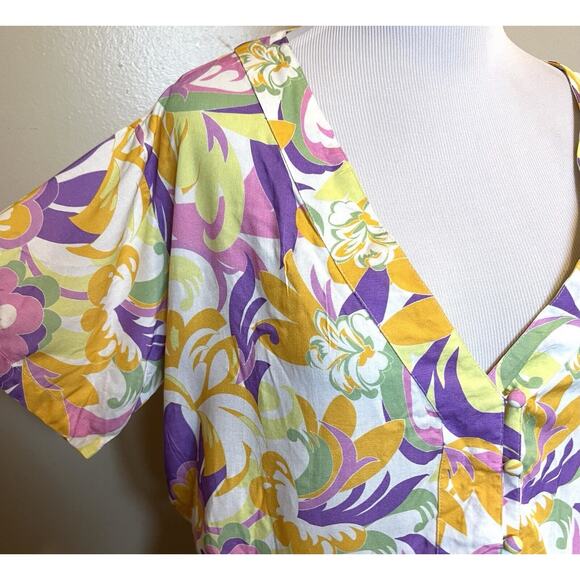 BCBGeneration XL Give It A Swirl Romper Purple Orange Pink One Piece Womens NEW - Picture 4 of 10